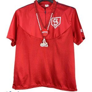 St. Louis Cardinals Windbreaker Shirt Red Monsanto Pull Over Quarter Zip MLB XL